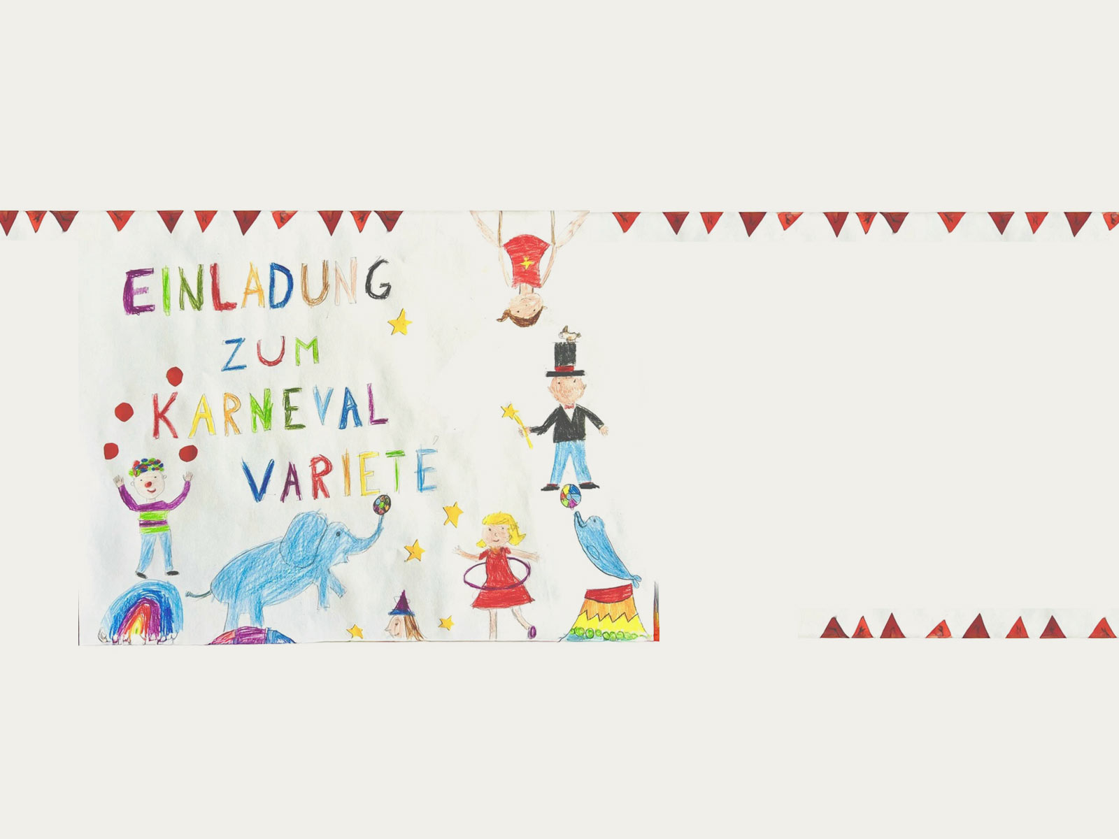 selbstgemalte Einladung zum Karnevals-Varieté