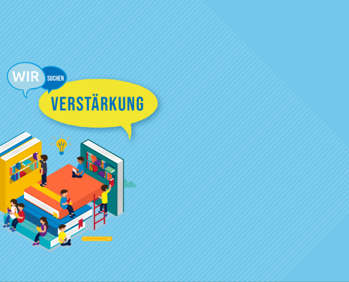 ILLUSTRATION MIT BÜCHERN UND KINDERN