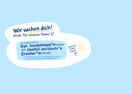 Stellenanzeige Sozialpädagog*in auf blauem Untergrund